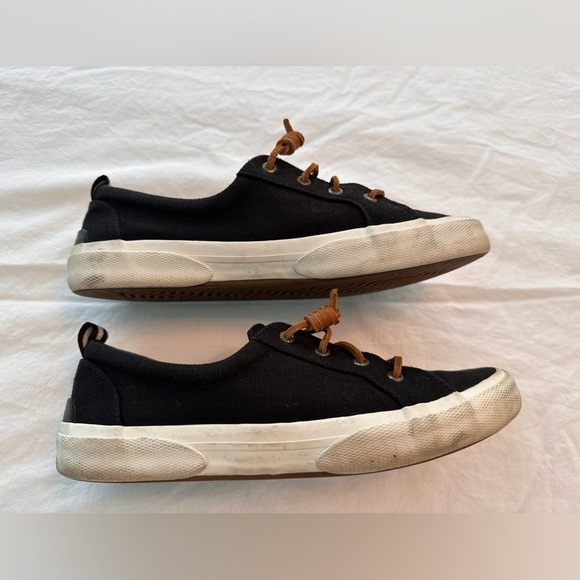Sperry Topsiders Black W/Leather Laces Size 9 - Picture 4 of 7